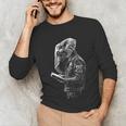 Elephant Holds Book Wriing Motif Animal Artwork Elephant Unisex Long Sleeve T-Shirt