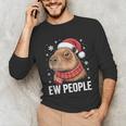 Ew People Capybara Christmas Introvert Holiday Humor Unisex Long Sleeve T-Shirt