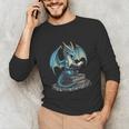 Fantasy Dragon Reading Magical Book Lover Halloween Vibes Unisex Long Sleeve T-Shirt