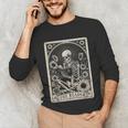 Floral The Reader Tarot Card Skeleton Reading Book Unisex Long Sleeve T-Shirt