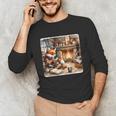 Fox Reads By Fireplace In Cabin Rustic Book Cozy Cup Tea Unisex Long Sleeve T-Shirt Fox Reads By Fireplace In Cabin Rustic Book Cozy Cup Tea Unisex Long Sleeve T-Shirt