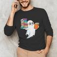 Ghost Reading Books Halloween Library Unisex Long Sleeve T-Shirt