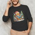 Gingerbread Reading Book Lovers Christmas Bookworm Librarian Unisex Long Sleeve T-Shirt