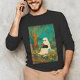 Groovy Ghost Reading Book Cat Halloween Ghost Teacher Unisex Long Sleeve T-Shirt Groovy Ghost Reading Book Cat Halloween Ghost Teacher Unisex Long Sleeve T-Shirt