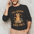 Halloween Fully Booked This Fall Book Ginger Cat Reading Unisex Long Sleeve T-Shirt