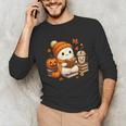 Halloween Ghost Reading Book Lovers Coffee Girl Women Unisex Long Sleeve T-Shirt Halloween Ghost Reading Book Lovers Coffee Girl Women Unisex Long Sleeve T-Shirt