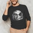 Hedgehog Reading Book Full Moon Lake Scenery Unisex Long Sleeve T-Shirt Hedgehog Reading Book Full Moon Lake Scenery Unisex Long Sleeve T-Shirt