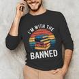I'm With The Banned Stack Of Books Vintage Sunset Retro Unisex Long Sleeve T-Shirt