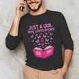 Just A Girl Who Loves Books Butterflies Reading Unisex Long Sleeve T-Shirt