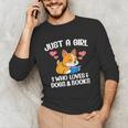 Just A Girl Who Loves Dogs And Books Reading Dog Puppy Lover Unisex Long Sleeve T-Shirt