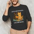 Life Is Better With Cats And Books Cute Cat Lover Unisex Long Sleeve T-Shirt Life Is Better With Cats And Books Cute Cat Lover Unisex Long Sleeve T-Shirt