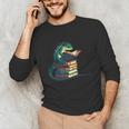 Lizard Reading Book Librarian Bookworm Reader Read Unisex Long Sleeve T-Shirt