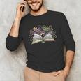 Mardi Gras Book Librarian Author Purple Beads Unisex Long Sleeve T-Shirt
