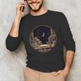 Moon Book Bookshelf Library Coffee Cup Star Stars Pattern Unisex Long Sleeve T-Shirt Moon Book Bookshelf Library Coffee Cup Star Stars Pattern Unisex Long Sleeve T-Shirt