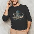 Octopus Reading Book Coffee Book Lover Bookworm Nerd Unisex Long Sleeve T-Shirt