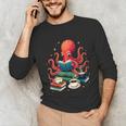 Octopus Reading Books Tea Coffee Unisex Long Sleeve T-Shirt