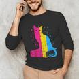 Pansexual Pride Celestial Cat Sitting Book LGBTQ Pan Colors Men Women Unisex Long Sleeve T-Shirt Pansexual Pride Celestial Cat Sitting Book LGBTQ Pan Colors Men Women Unisex Long Sleeve T-Shirt