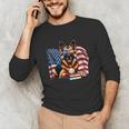 Patriotic German Shepherd Books Baseball USA Flag Vintage Unisex Long Sleeve T-Shirt