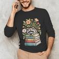 Raccoon Books Reading Flowers Unisex Long Sleeve T-Shirt Raccoon Books Reading Flowers Unisex Long Sleeve T-Shirt