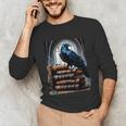Raven On A Stack Of Books Wisdom Of Odin Unisex Long Sleeve T-Shirt Raven On A Stack Of Books Wisdom Of Odin Unisex Long Sleeve T-Shirt