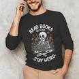 Read Books Be Kind Stay Weird Skeleton Reading Goth Flower Unisex Long Sleeve T-Shirt Read Books Be Kind Stay Weird Skeleton Reading Goth Flower Unisex Long Sleeve T-Shirt