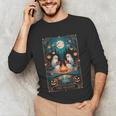 The Reader Bookish Cute Spooky Ghost Reading Book Tarot Card Unisex Long Sleeve T-Shirt