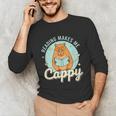 Reading Makes Me Cappy Bookworm Capybara Book Reading Unisex Long Sleeve T-Shirt