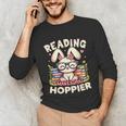 Reading Makes You Hoppier Bunny Book Fans Toddler Kid Unisex Long Sleeve T-Shirt