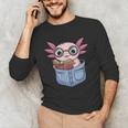 Readsalotl Axolotl Reading Book Lover Reading Pocket Axolotl Unisex Long Sleeve T-Shirt