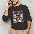 Retro Ghost Reading Book Teacher Librarian Bookish Christmas Unisex Long Sleeve T-Shirt