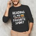 Retro Reading Is My Favorite Sport Baseball World Book Day Unisex Long Sleeve T-Shirt