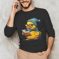 Rubber Duck Reading Book Rubber Duckie Reader Coffee Lover Unisex Long Sleeve T-Shirt