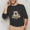 Siamese Cat Reading Book How To Train Your Human Humorous Unisex Long Sleeve T-Shirt