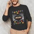 Skeleton Heart Read Reading Book Librarian Halloween Women Unisex Long Sleeve T-Shirt