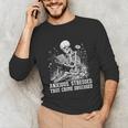 Skeleton Reading Book Anxious Stressed True Crime Obsessed Unisex Long Sleeve T-Shirt