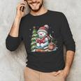 Snowman Reading Book Lovers Christmas Librarian Bookworm Unisex Long Sleeve T-Shirt