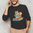 Squirrel Reading Book Glasses Bookworm Librarian Unisex Long Sleeve T-Shirt