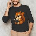 Squirrel Reading Book Lover Unisex Long Sleeve T-Shirt