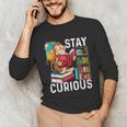 Stay Curious Monkey Reading Book Lover Bookworm Unisex Long Sleeve T-Shirt Stay Curious Monkey Reading Book Lover Bookworm Unisex Long Sleeve T-Shirt