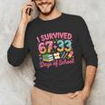 Survived 67 Days Of School Ice Cream Drip Apple Pencil Book Unisex Long Sleeve T-Shirt