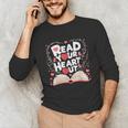Teach Inspire Grow Everyday Read Your Heart Out Valentine Book-Themed Small Unisex Long Sleeve T-Shirt