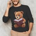 Teddy Bear Reading a Book Unisex Long Sleeve T-Shirt