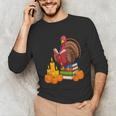 Turkey Reading Books Fall Thanksgiving Teacher Book Unisex Long Sleeve T-Shirt Turkey Reading Books Fall Thanksgiving Teacher Book Unisex Long Sleeve T-Shirt