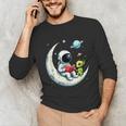 UFO Alien Astronaut Reading Book In Space Unisex Long Sleeve T-Shirt UFO Alien Astronaut Reading Book In Space Unisex Long Sleeve T-Shirt