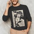 Vintage Vampire Bat Vampire Pin Up Girl Horror Comic Book Unisex Long Sleeve T-Shirt Vintage Vampire Bat Vampire Pin Up Girl Horror Comic Book Unisex Long Sleeve T-Shirt