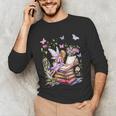 Watercolor Butterfly Fairy Read Book Library Fantasy Novel Unisex Long Sleeve T-Shirt