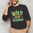 WILD ABOUT READING I Love Books Bookworm Library Day Unisex Long Sleeve T-Shirt