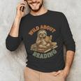 Wild About Reading Sloth Coffee Teacher Book Lover Unisex Long Sleeve T-Shirt