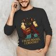 Wizard Cat Reading a Book While Crocheting Unisex Long Sleeve T-Shirt