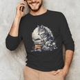 Wolf Reading Book Librarian Library Wolves Unisex Long Sleeve T-Shirt